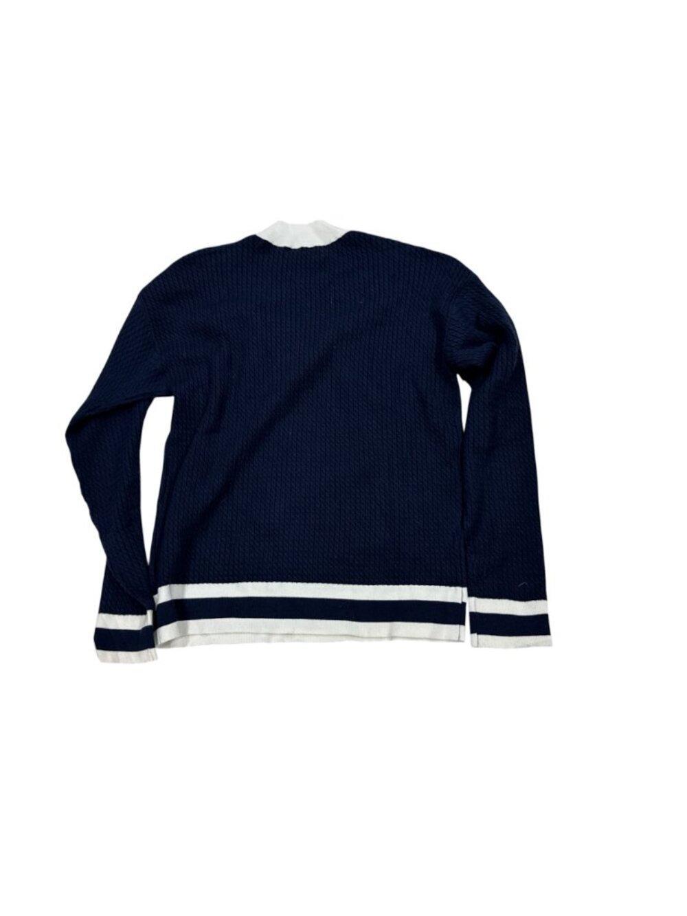 WeWoreWhat Tennis Club Knit Sweater Navy/White XS/S Long Sleeve Pullover V-Neck - Picture 4 of 9